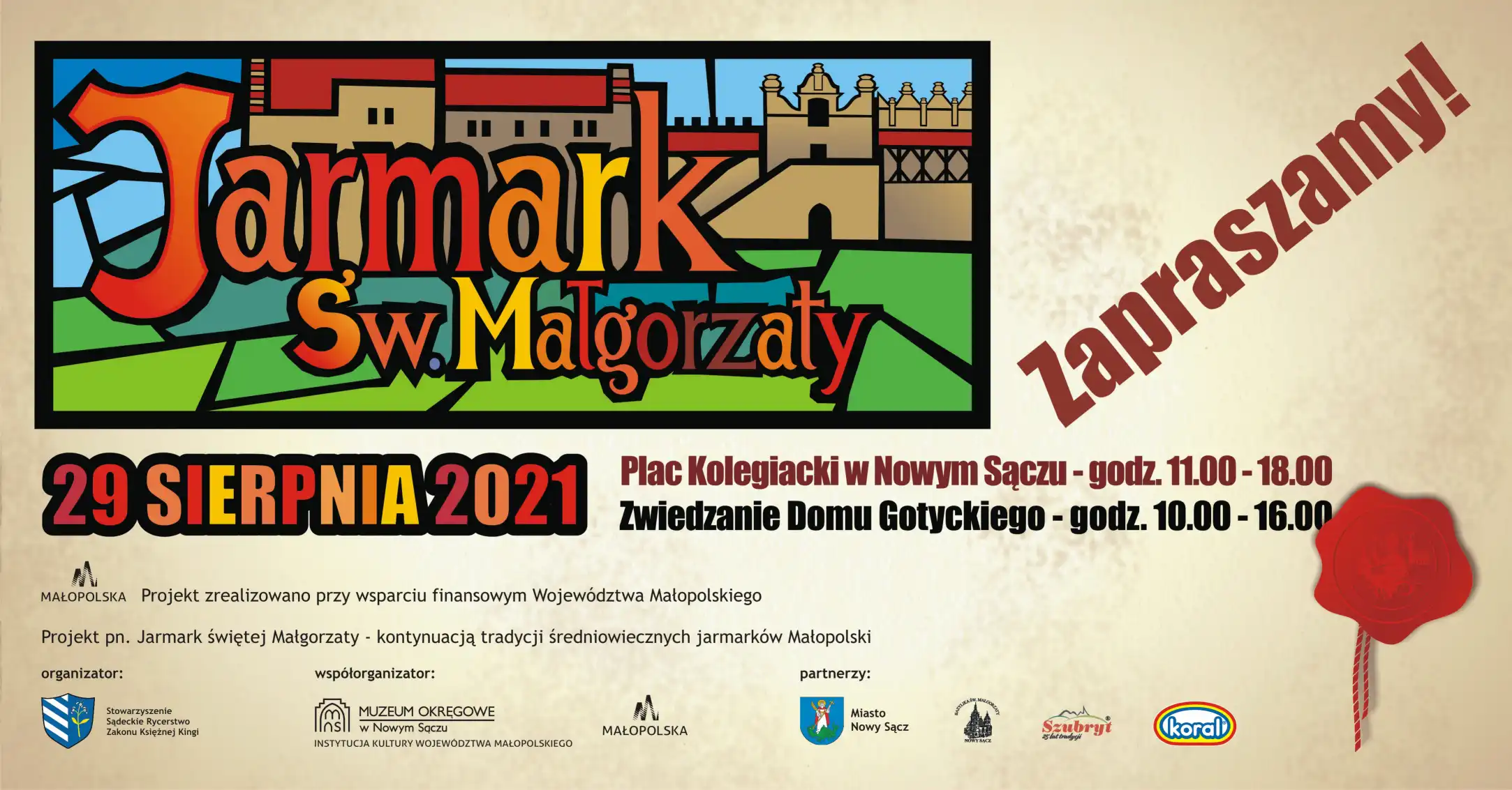 29 sierpnia w Nowym Sączu Jarmark Świętej Małgorzaty