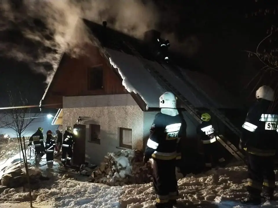 Pożar domku letniskowego w Łostówce