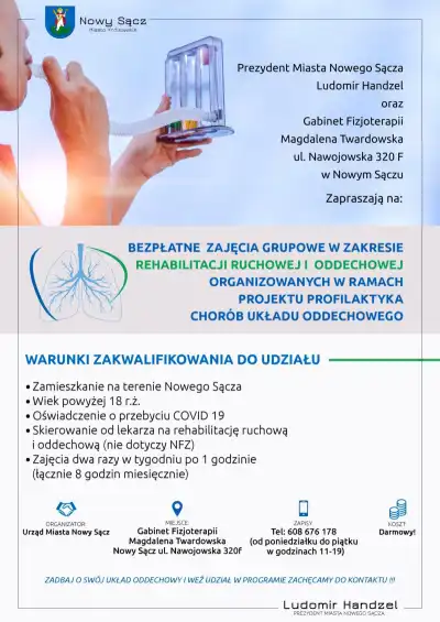 Nowy Sącz: Bezpłatne zajęcia grupowe w zakresie rehabilitacji ruchowej i oddechowej