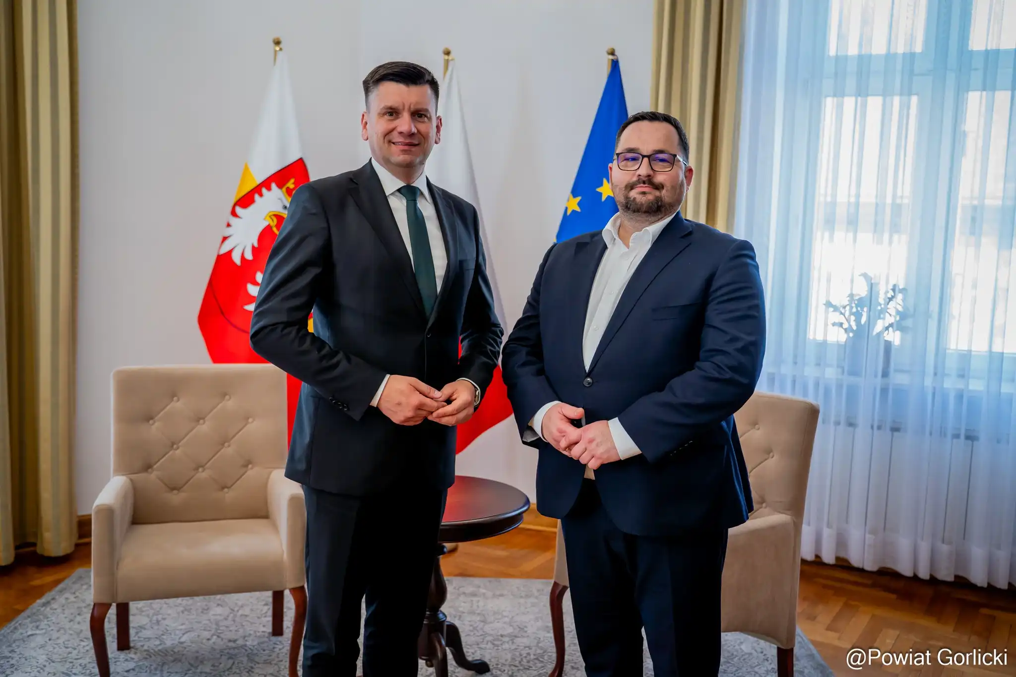 Marszałek Łukasz Smółka z wizytą w Starostwie Powiatowym w Gorlicach