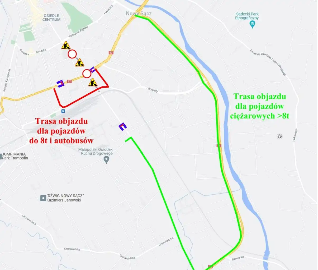 Uwaga! 17 sierpnia rozpoczyna się remont skrzyżowania ulic Nawojowskiej, Królowej Jadwigi i Limanowskiego. Będą utrudnienia w ruchu
