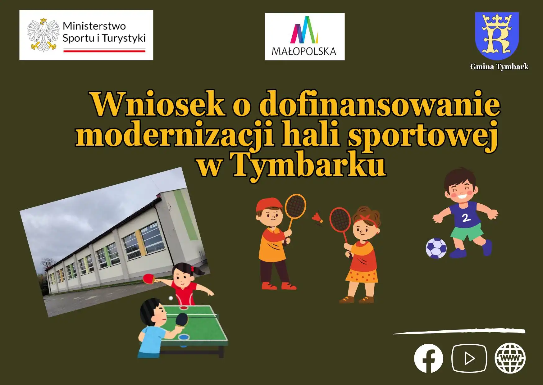 Nowa odsłona hali sportowej w Tymbarku. Gmina stara się o dofinansowanie