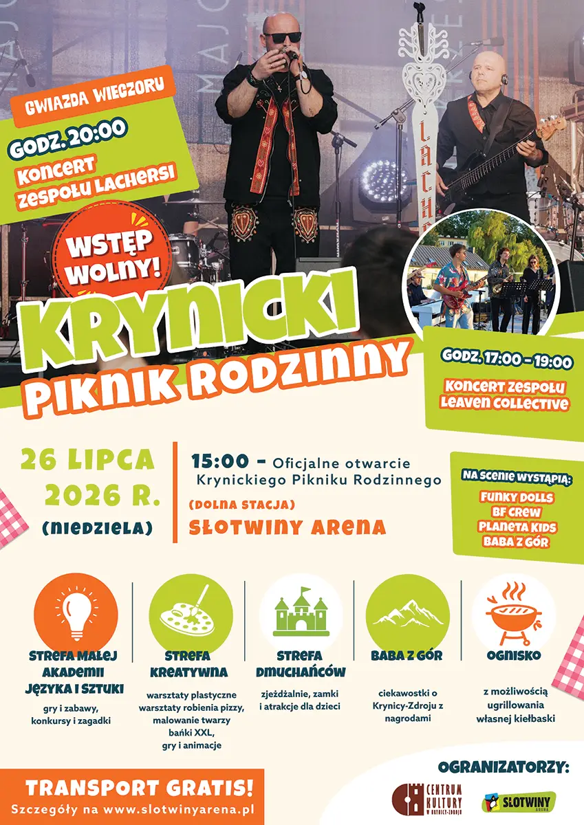 Rodzinna niedziela w Krynicy-Zdroju. Koncert Lachersów i mnóstwo bezpłatnych atrakcji