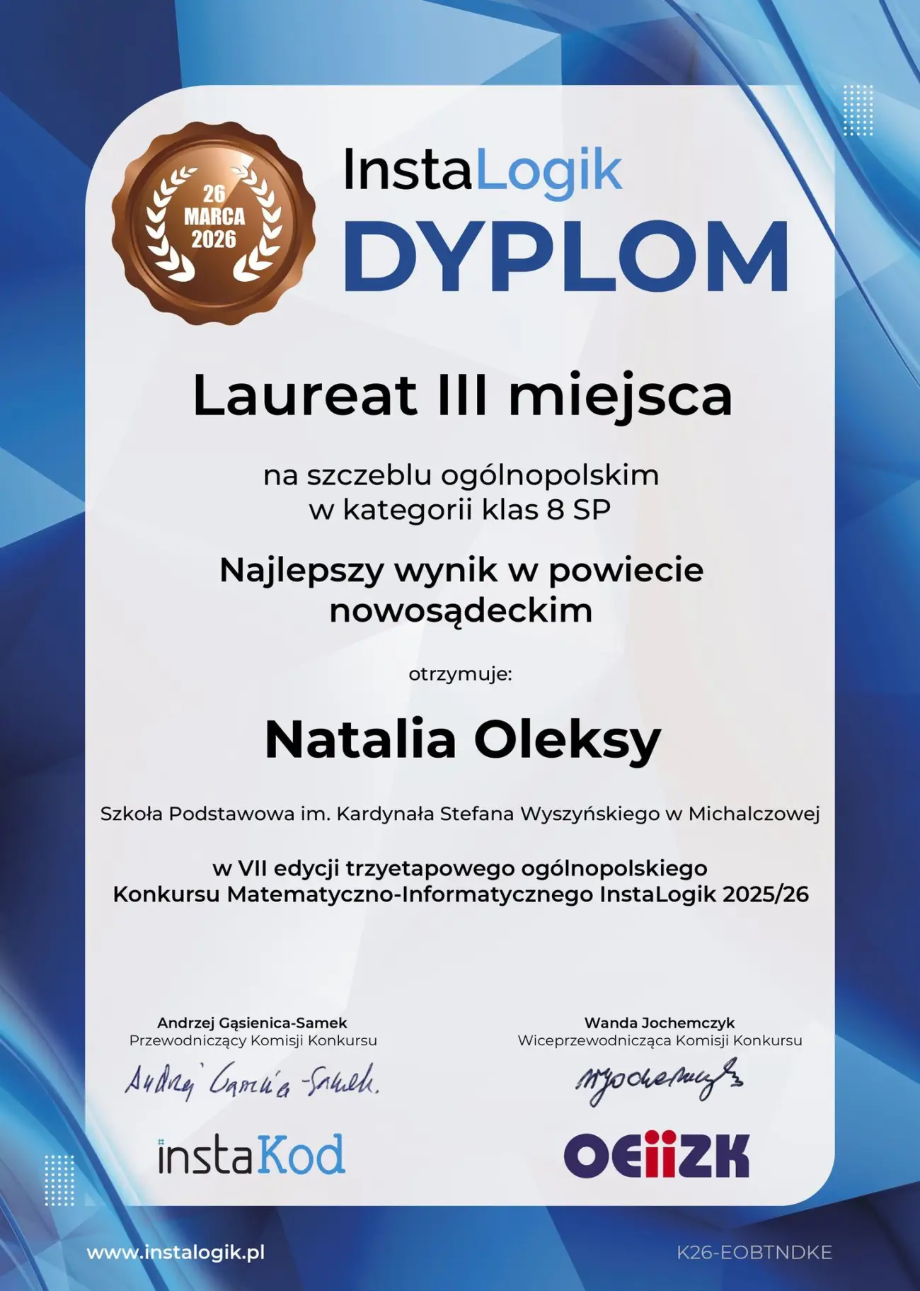 Młodzi informatycy z Michalczowej wśród najlepszych w Polsce