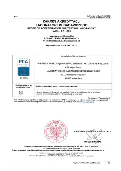 Laboratorium badawcze MPEC z akredytacją na kolejny rok