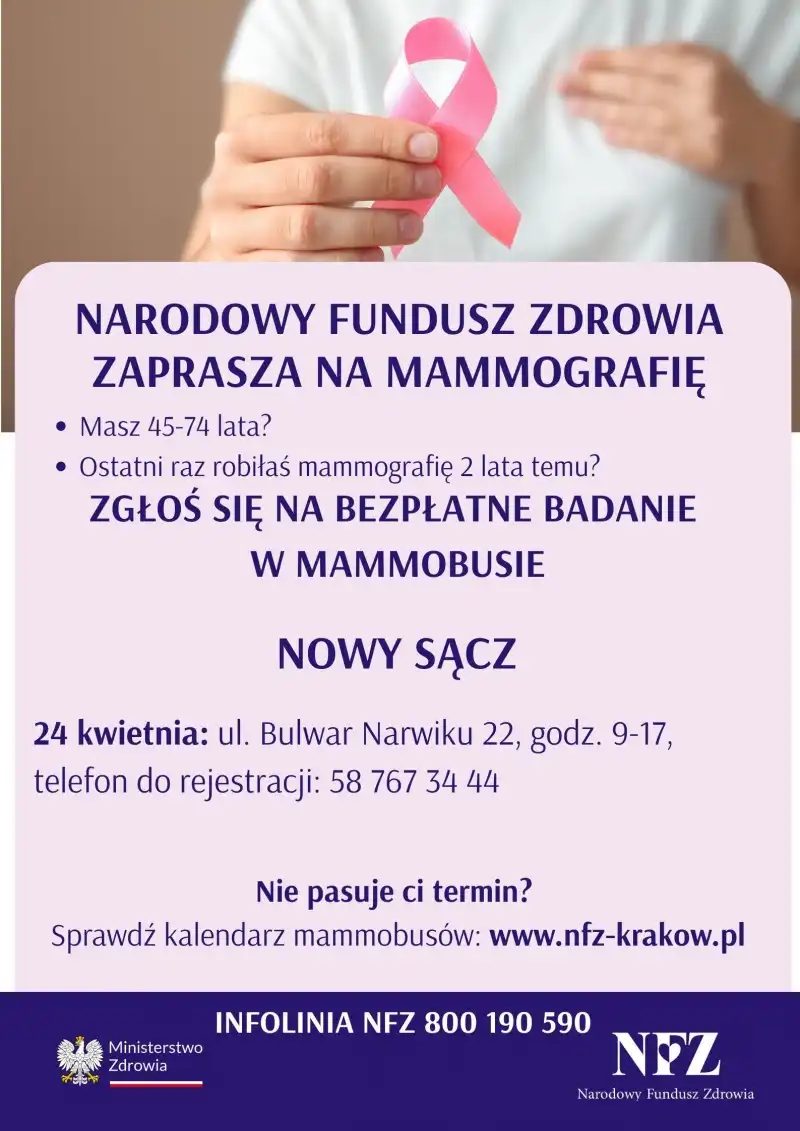 Nowy Sącz: Darmowa mammografia w mammobusie. Zadbaj o swoje zdrowie