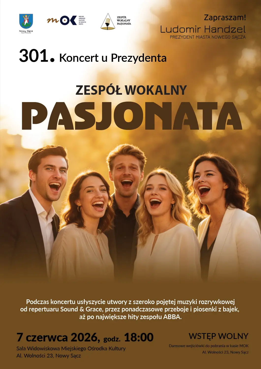 Hity Zespołu ABBA zabrzmią w MOK. Przed nami 301. Koncert u Prezydenta