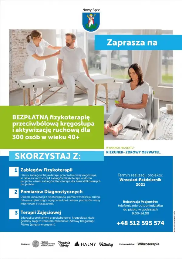 Bezpłatny dostęp do fizykoterapii, zajęć usprawniających i diagnostyki dla mieszkańców Nowego Sącza