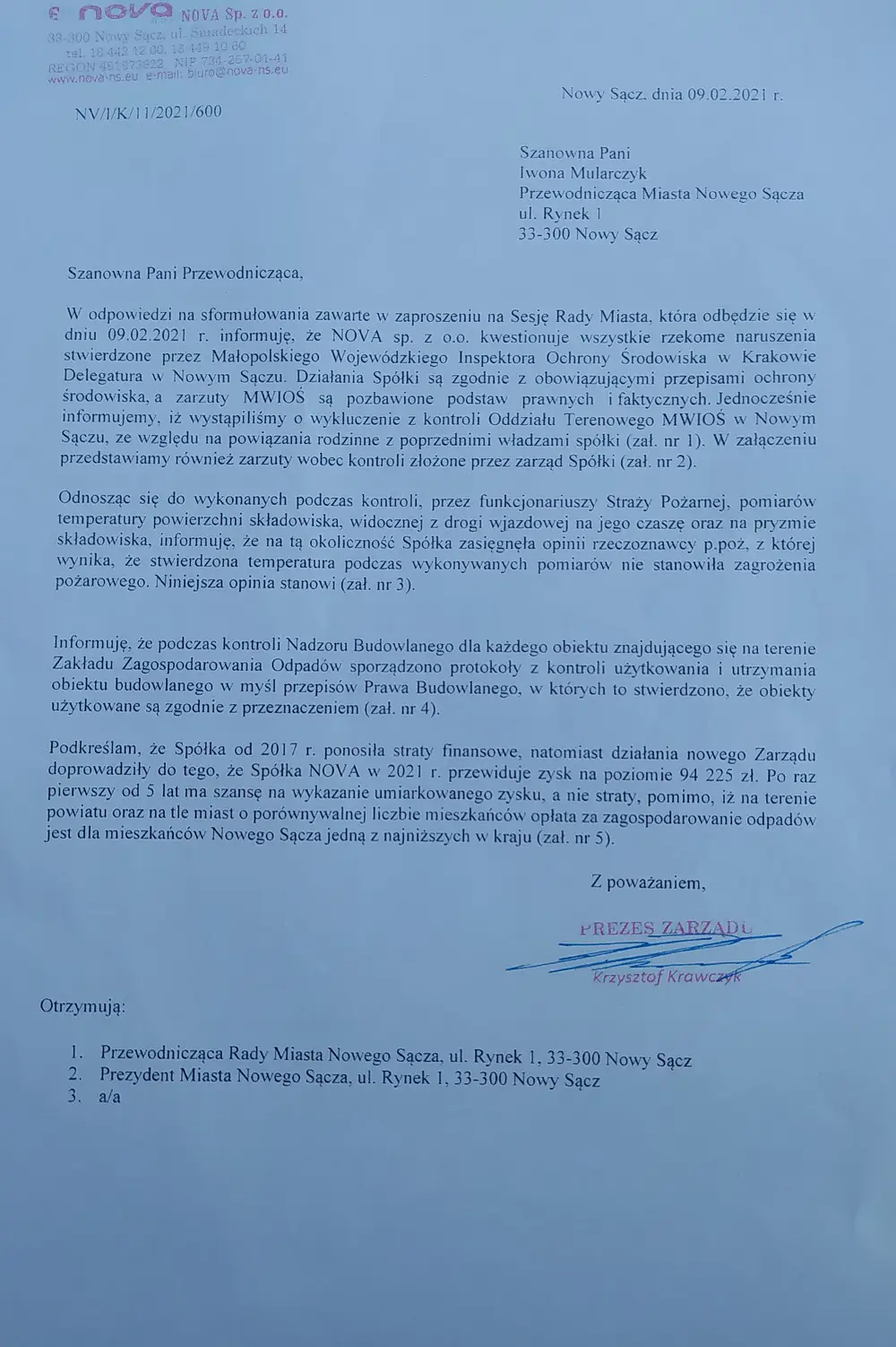Prezydent Nowego Sącza o sesji Rady Miasta: Zachodzi podejrzenie, że może dojść do złamania przepisów prawa