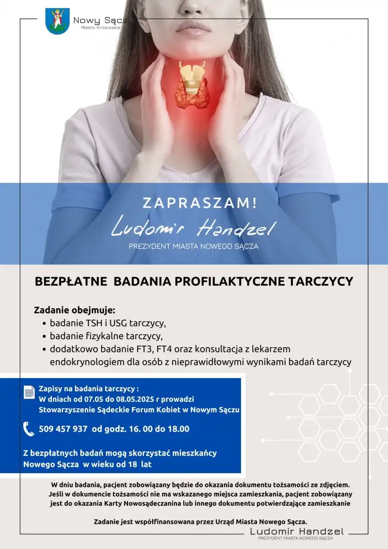 Bezpłatne badania tarczycy dla mieszkańców Nowego Sącza. Zadbaj o zdrowie