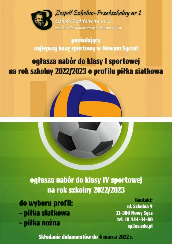 Nowy Sącz: Rusza nabór do oddziałów sportowych w Zespole Szkolno-Przedszkolnym nr 1