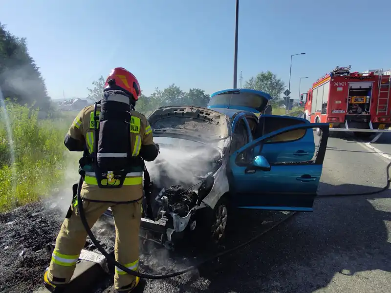 Pożar samochodu osobowego w Chełmcu