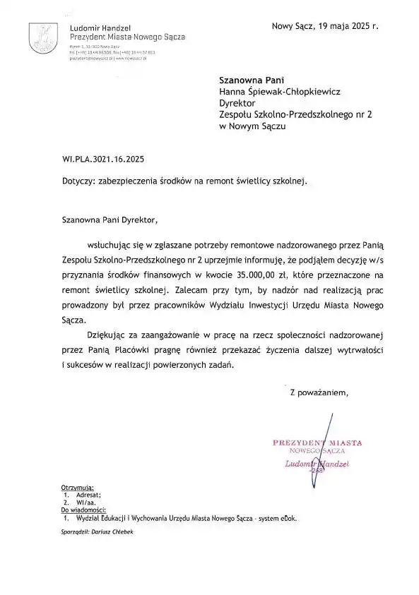 Nowy Sącz: Świetlica szkolna w ZSP nr 2 doczeka się remontu