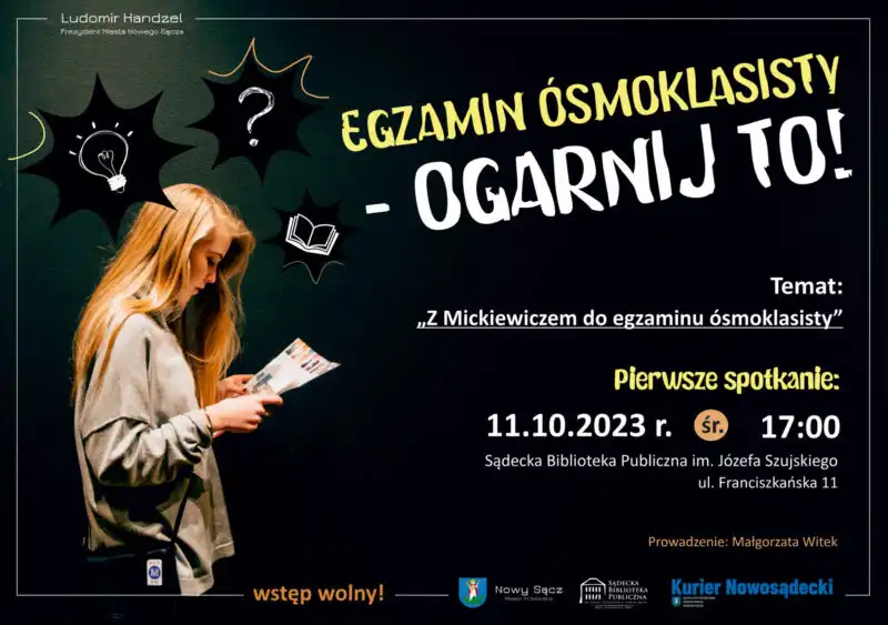 11 października w Sądeckiej Bibliotece publicznej spotkanie „Z Mickiewiczem do egzaminu ósmoklasisty”