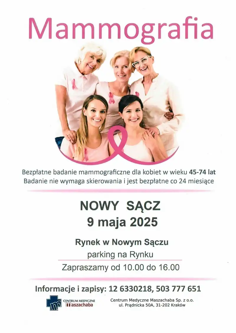 Mammobus w Nowym Sączu. Bezpłatne badania już 9 maja