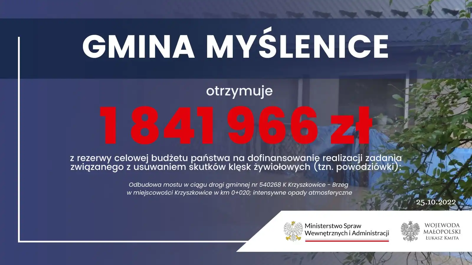 Kolejne środki pieniężne dla małopolskich samorządów na usuwanie skutków klęsk żywiołowych. Również tych na Sądecczyźnie