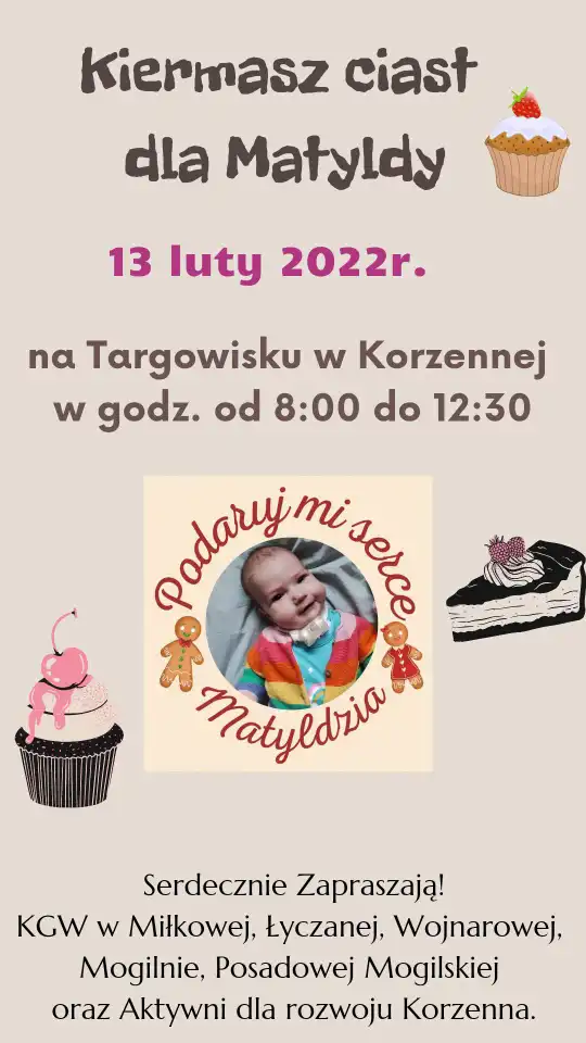 Charytatywny kiermasz w Korzennej. Będą zbierane środki na leczenie sześciomiesięcznej Matyldy