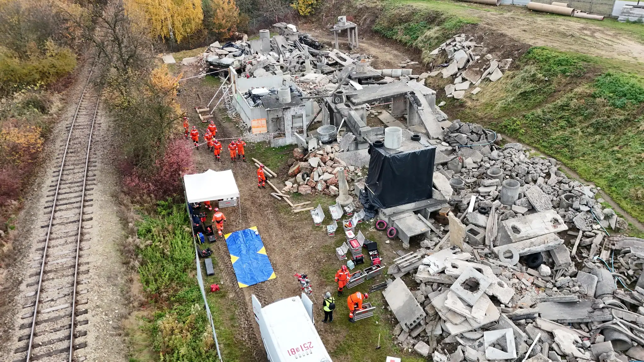 Siły ratunkowe w akcji. Nowy Sącz 2024. Manewry po trzęsieniu ziemi