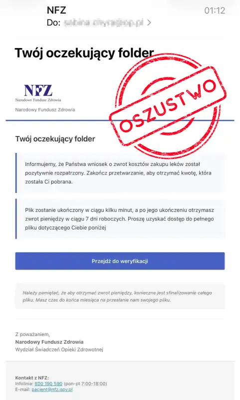 „Zwrot kosztów leków” to pułapka. NFZ ostrzega przed fałszywymi wiadomościami
