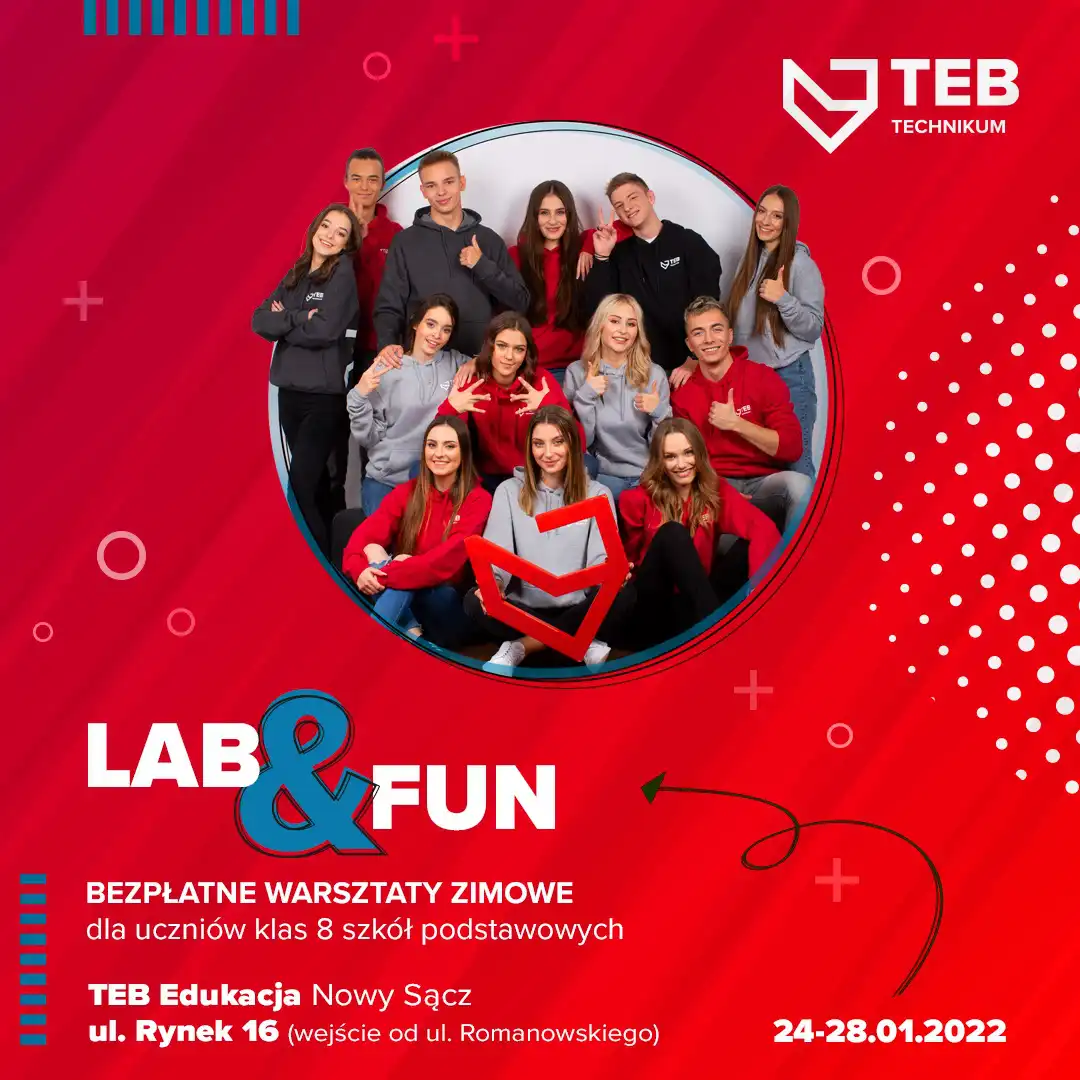 Bezpłatne zajęcia dla ósmoklasistów w czasie ferii w TEB Technikum Nowy Sącz