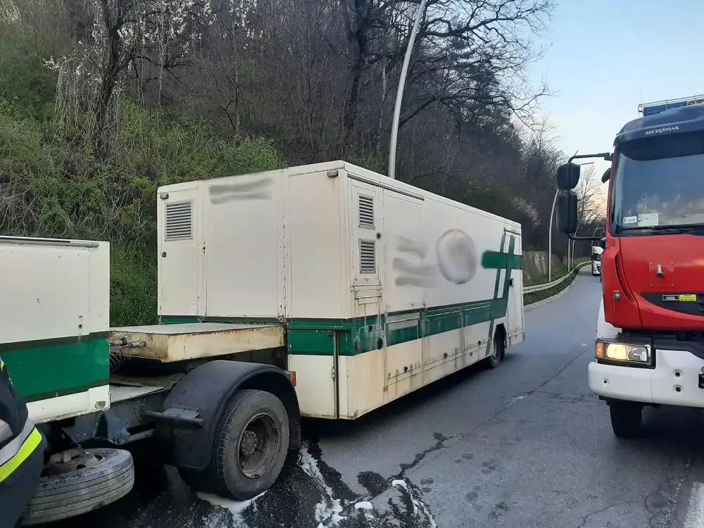 Pożar samochodu ciężarowego na ul. Tarnowskiej w Nowym Sączu