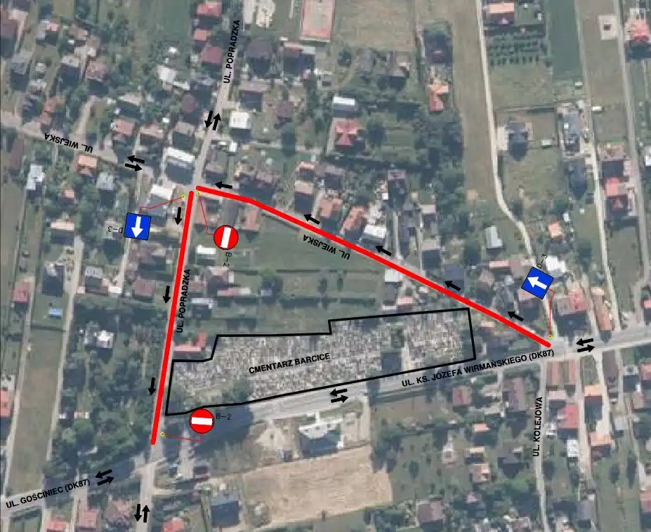 Zmiany w organizacji ruchu przy cmentarzach w Starym Sączu i Barcicach na Wszystkich Świętych