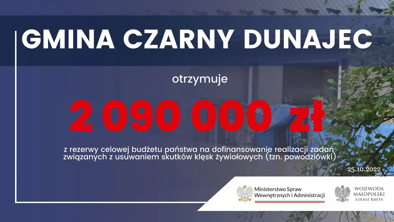 Kolejne środki pieniężne dla małopolskich samorządów na usuwanie skutków klęsk żywiołowych. Również tych na Sądecczyźnie