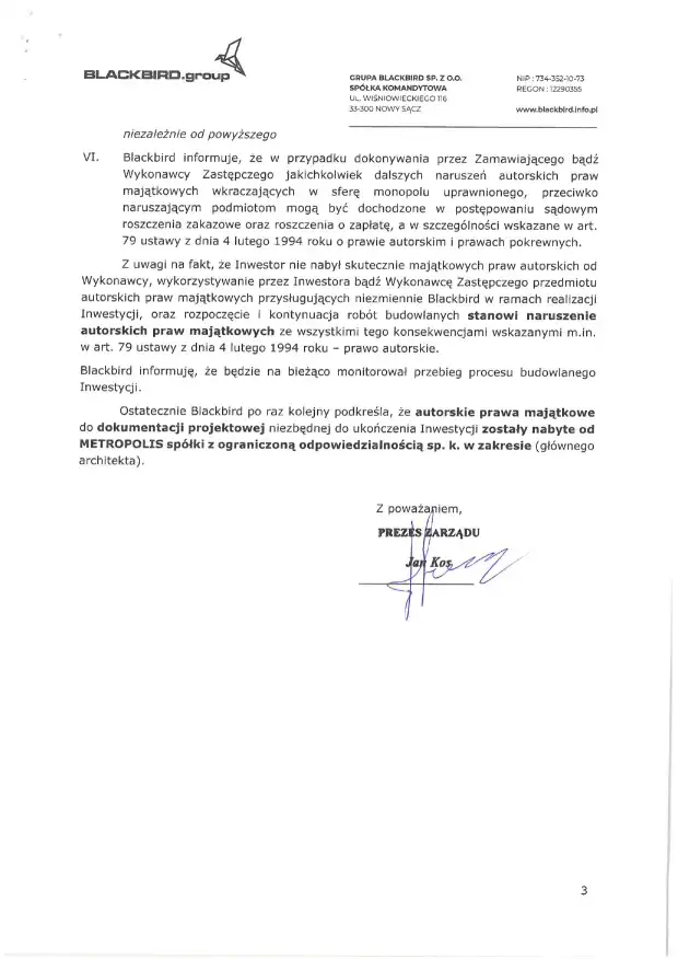 Fiasko mediacji ws. budowy Stadionu Miejskiego w Nowym Sączu: oświadczenie Grupy Blackbird