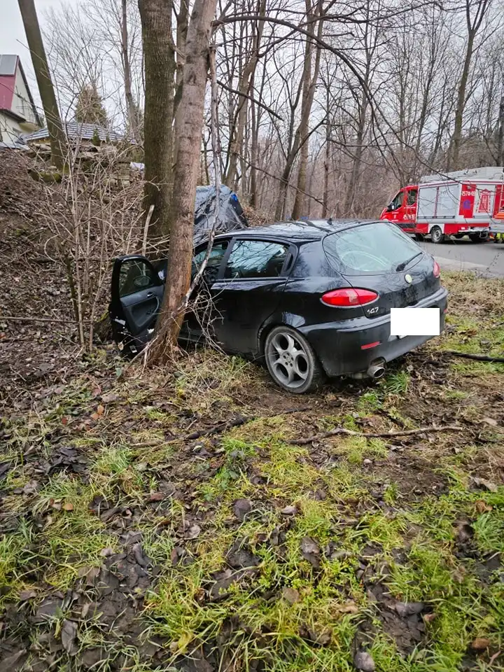 Wypadek w Woli Skrzydlańskiej. Samochód rozbił się o drzewo, jedna osoba ranna