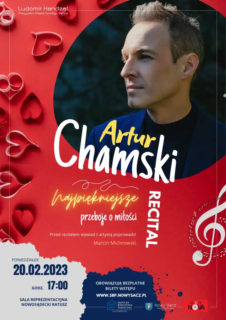 Najpiękniejsze przeboje o miłości – recital Artura Chamskiego w nowosądeckim ratuszu