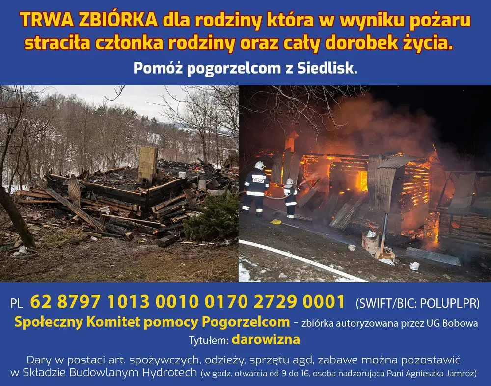 Ruszyła pomoc dla poszkodowanej rodziny z Siedlisk
