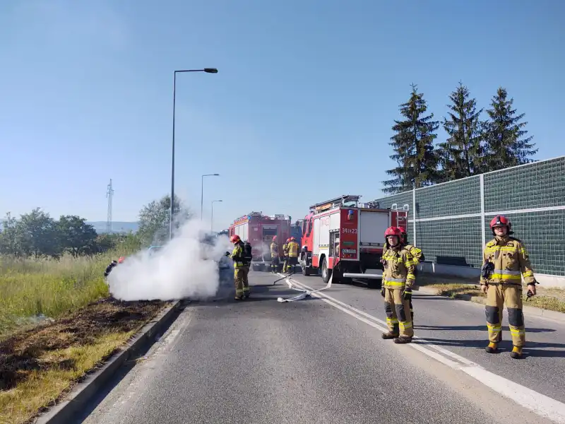 Pożar samochodu osobowego w Chełmcu