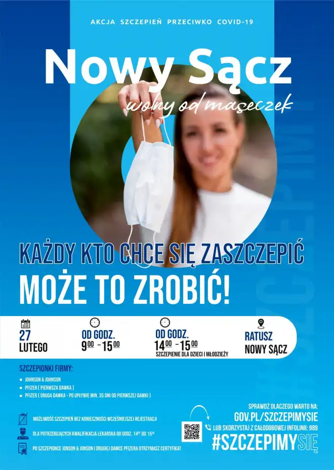 Nowy Sącz: możliwość szczepień przeciwko COVID-19 bez konieczności rejestracji