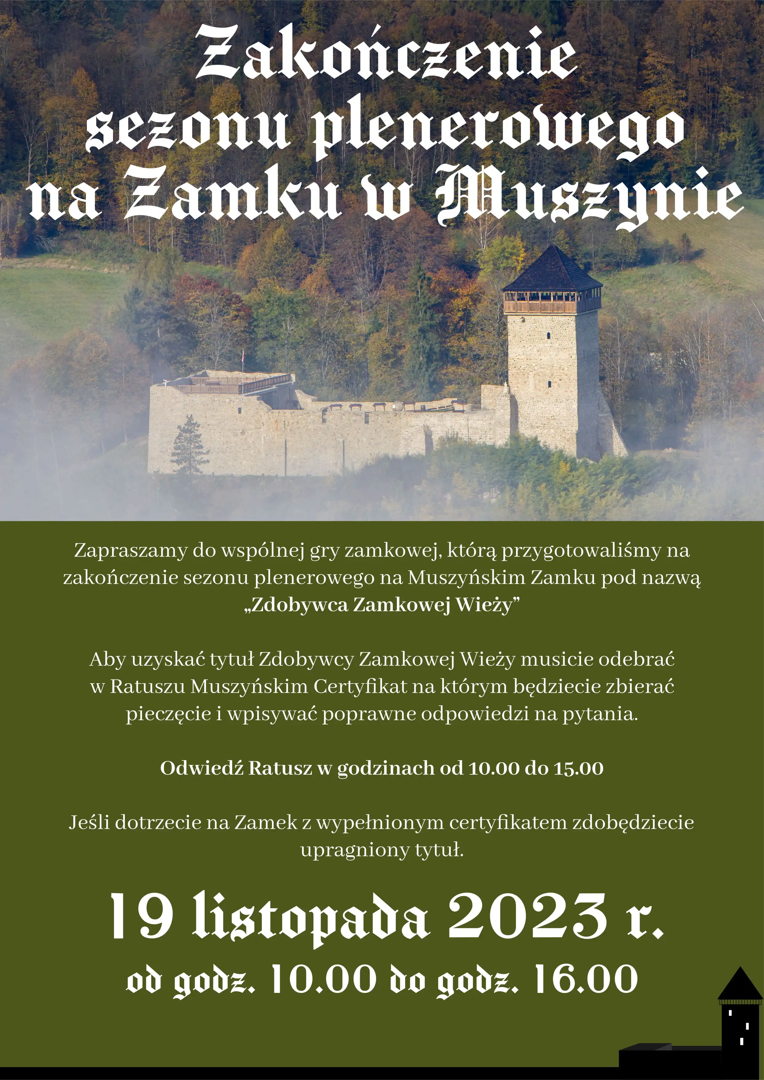 19 listopada zakończenie sezonu plenerowego na zamku w Muszynie