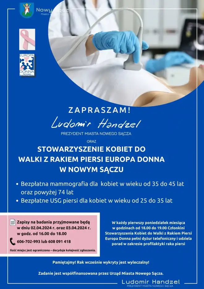 Nowy Sącz: Bezpłatna mammografia i USG piersi