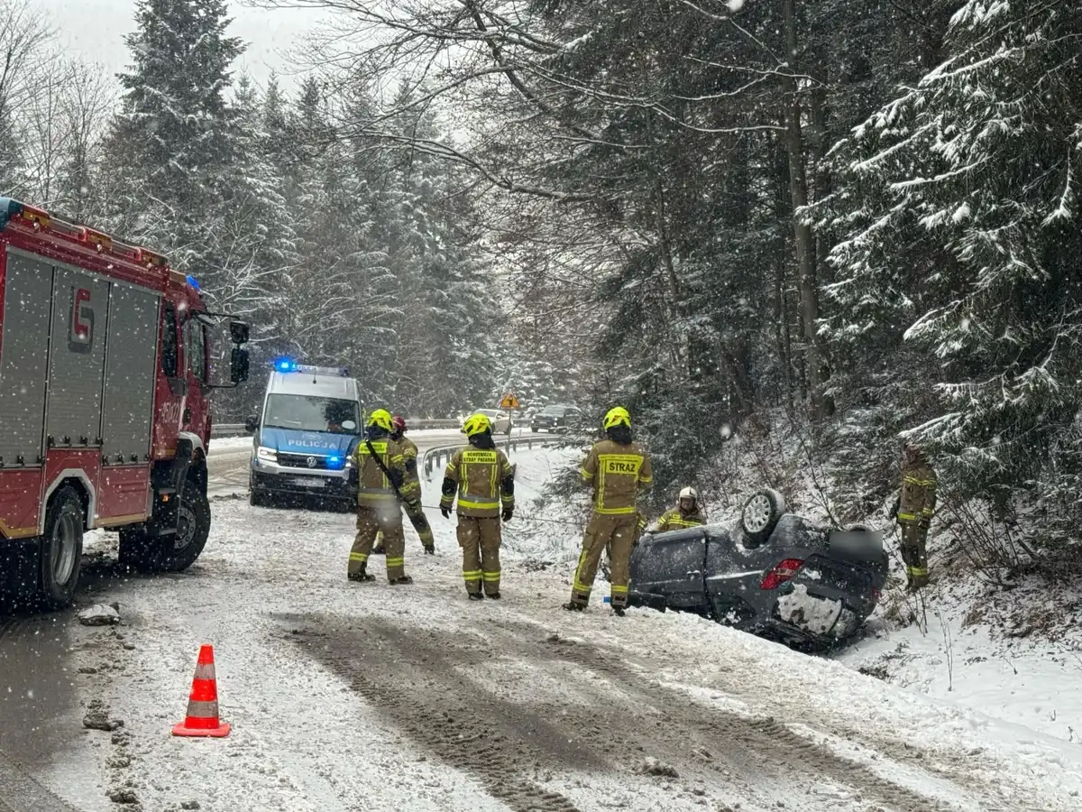 Zima na drogach powiatu limanowskiego. Wypadki, kolizje i niebezpieczne warunki
