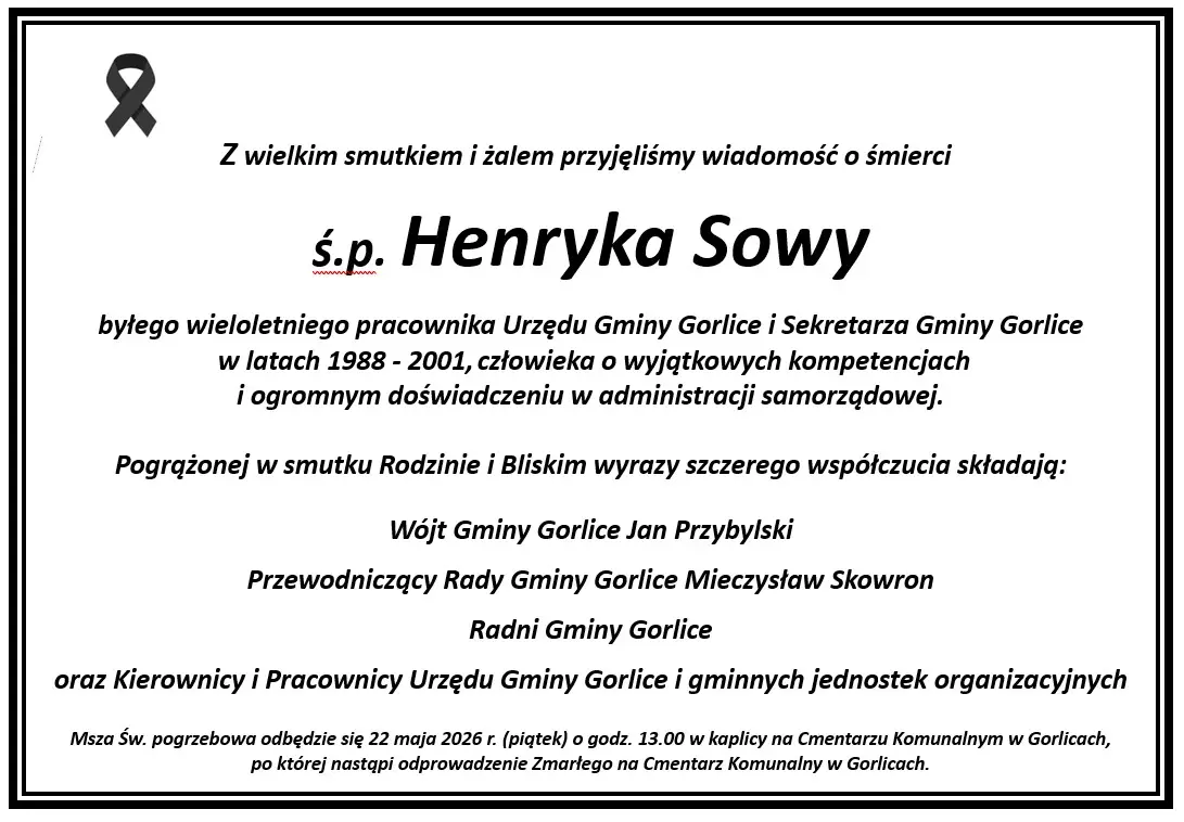 Zmarł Henryk Sowa, wieloletni urzędnik i były Sekretarz Gminy Gorlice