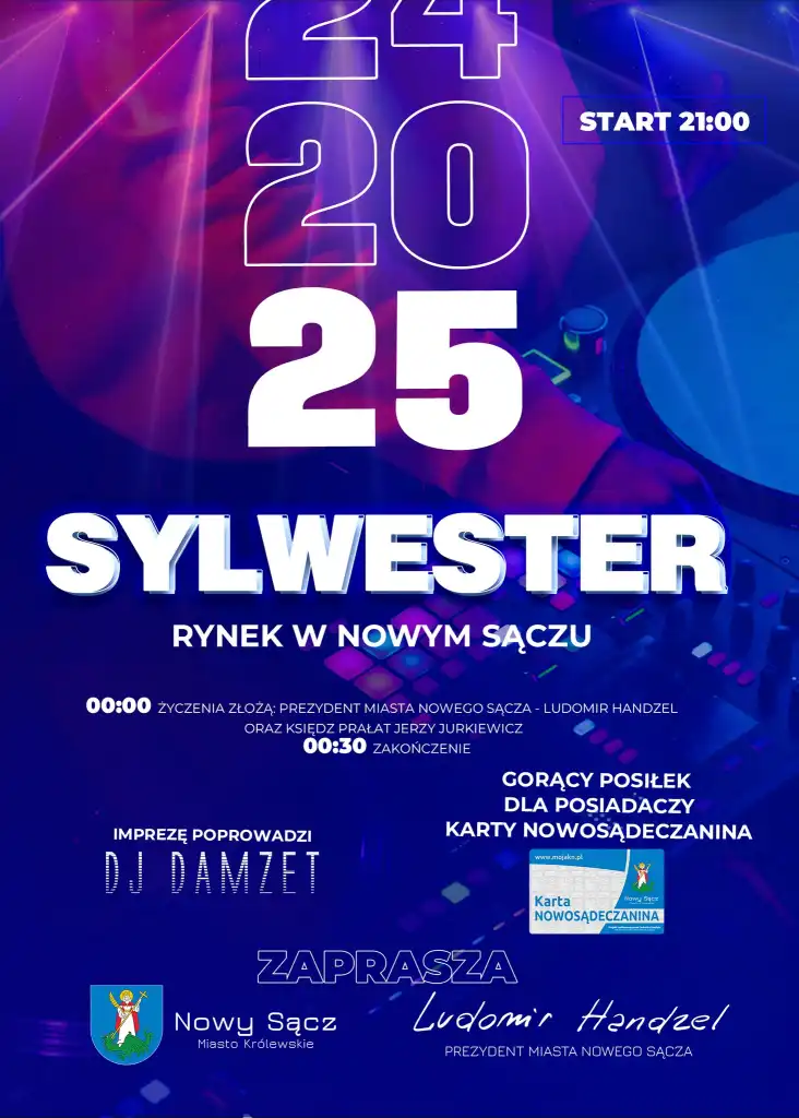 Sylwester 2024 na Rynku. Nowy Sącz w rytmach DJ Damzeta