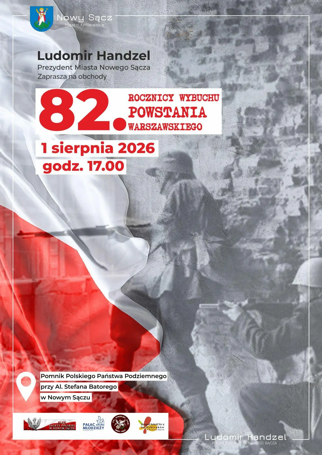 Nowy Sącz pamięta o Powstaniu Warszawskim. Uroczystości odbędą się przy pomniku