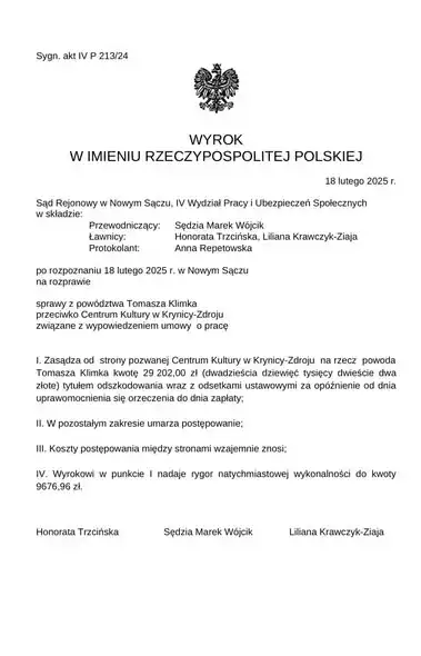 Kolejna porażka władz Krynicy Zdroju w sporze z byłym dyrektorem Centrum Kultury