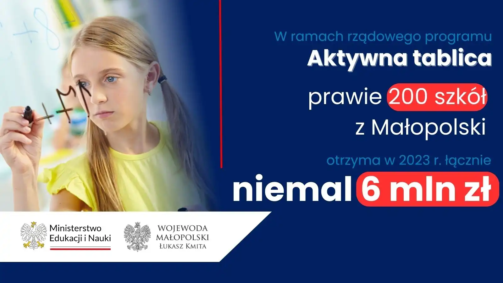 Blisko 6 mln zł dla prawie 200 szkół w ramach programu Małopolska „Aktywna tablica”