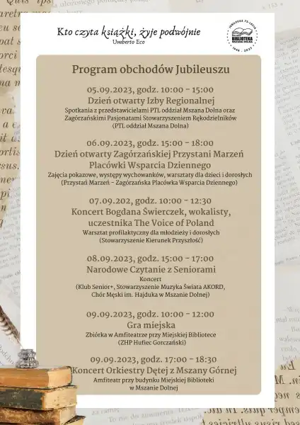 Miejska Biblioteka w Mszanie Dolnej świętuje w tym roku 75. lat swojej działalności