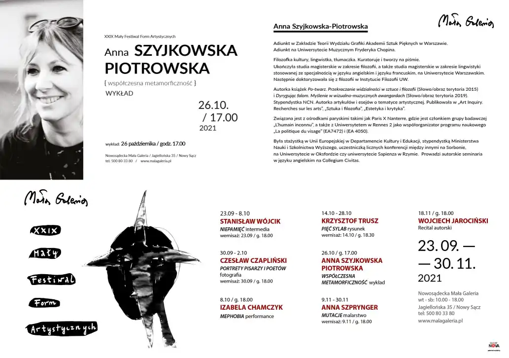 26 października wykład WSPÓŁCZESNA METAMORFICZNOŚĆ - Anny Szyjkowskiej - Piotrowskiej