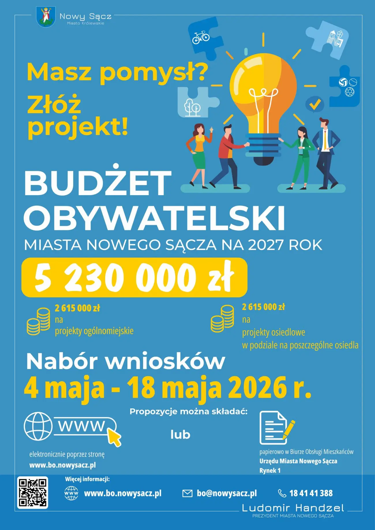 12. edycja Budżetu Obywatelskiego Miasta Nowego Sącza. Nabór projektów już od 4 maja