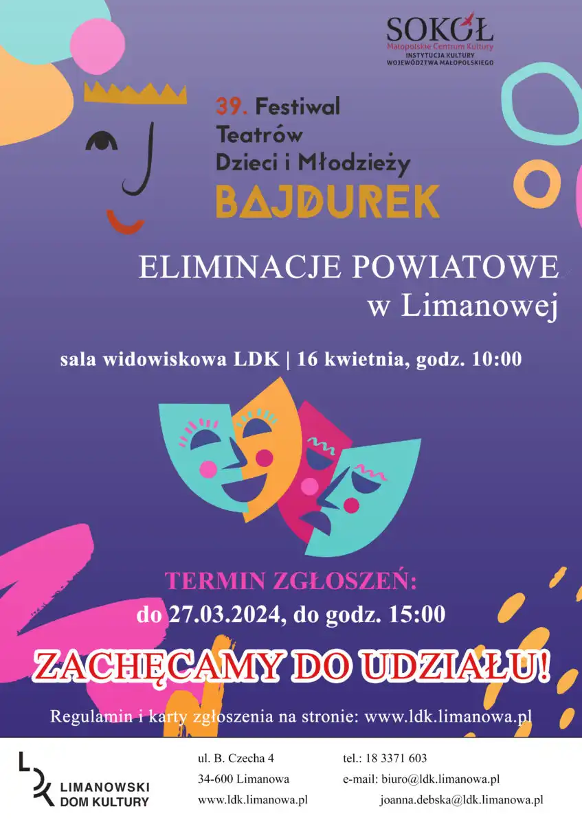 Trwają zapisy do udziału w 39. Festiwalu Teatrów Dzieci i Młodzieży BAJDUREK