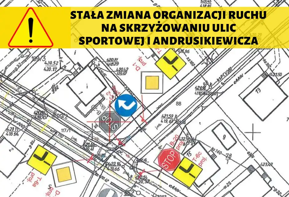 Limanowa: Od 1 grudnia zmiana stałej organizacji ruchu na skrzyżowaniu ulic Sportowej i Andrusikiewicza