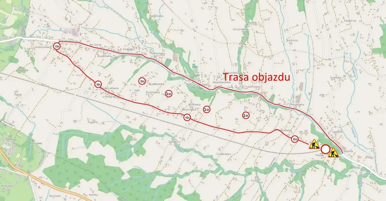 Pisarzowa: Tymczasowa organizacja ruchu na ul. Dział od 12 stycznia