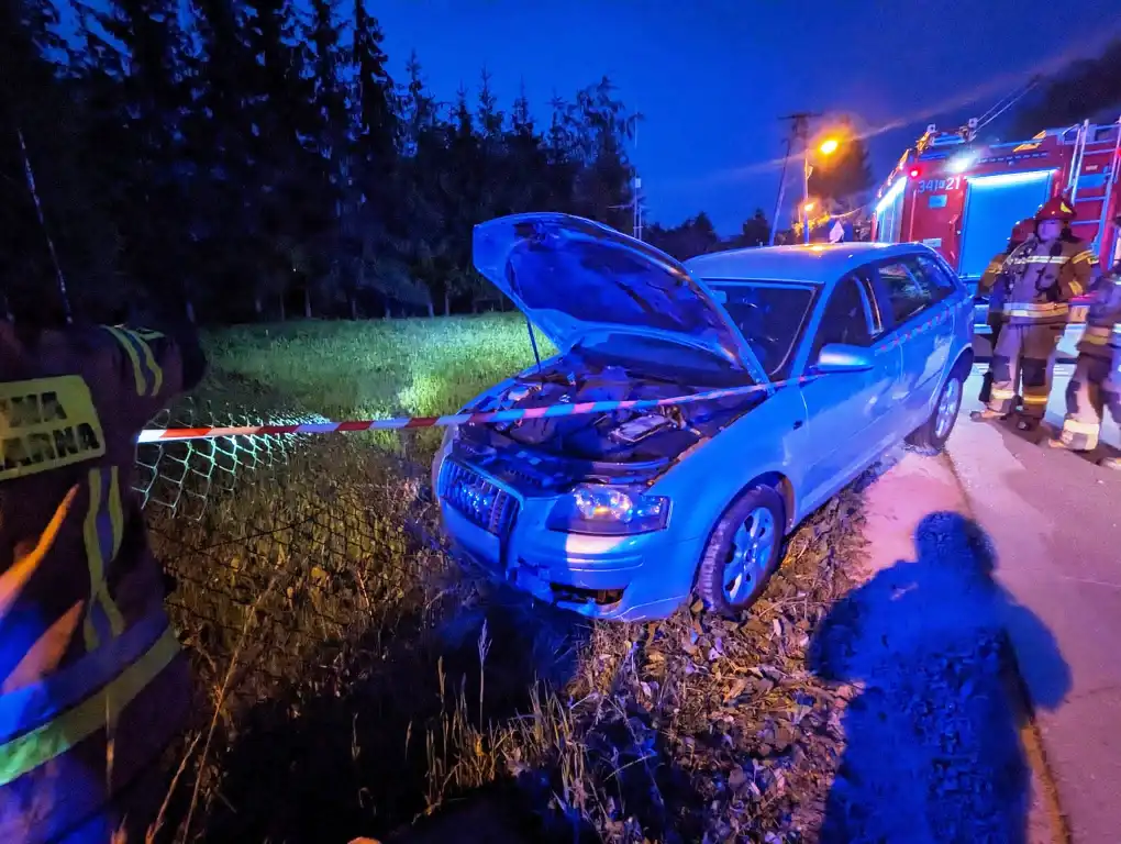 Nowy Sącz, ul. Banacha: Osobówka wjechała w ogrodzenie