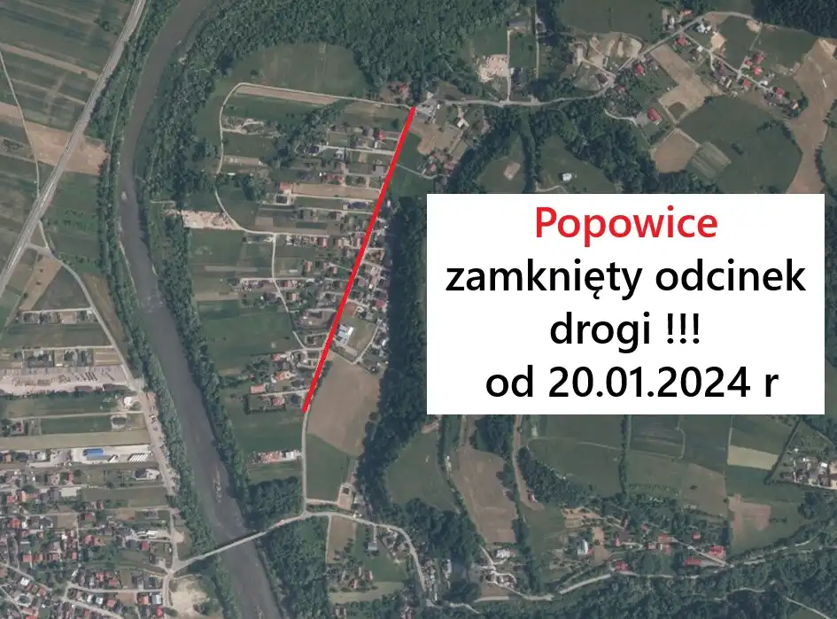 Uwaga kierowcy! Odcinek drogi Popowice-Myślec zamknięty na czas budowy kanalizacji
