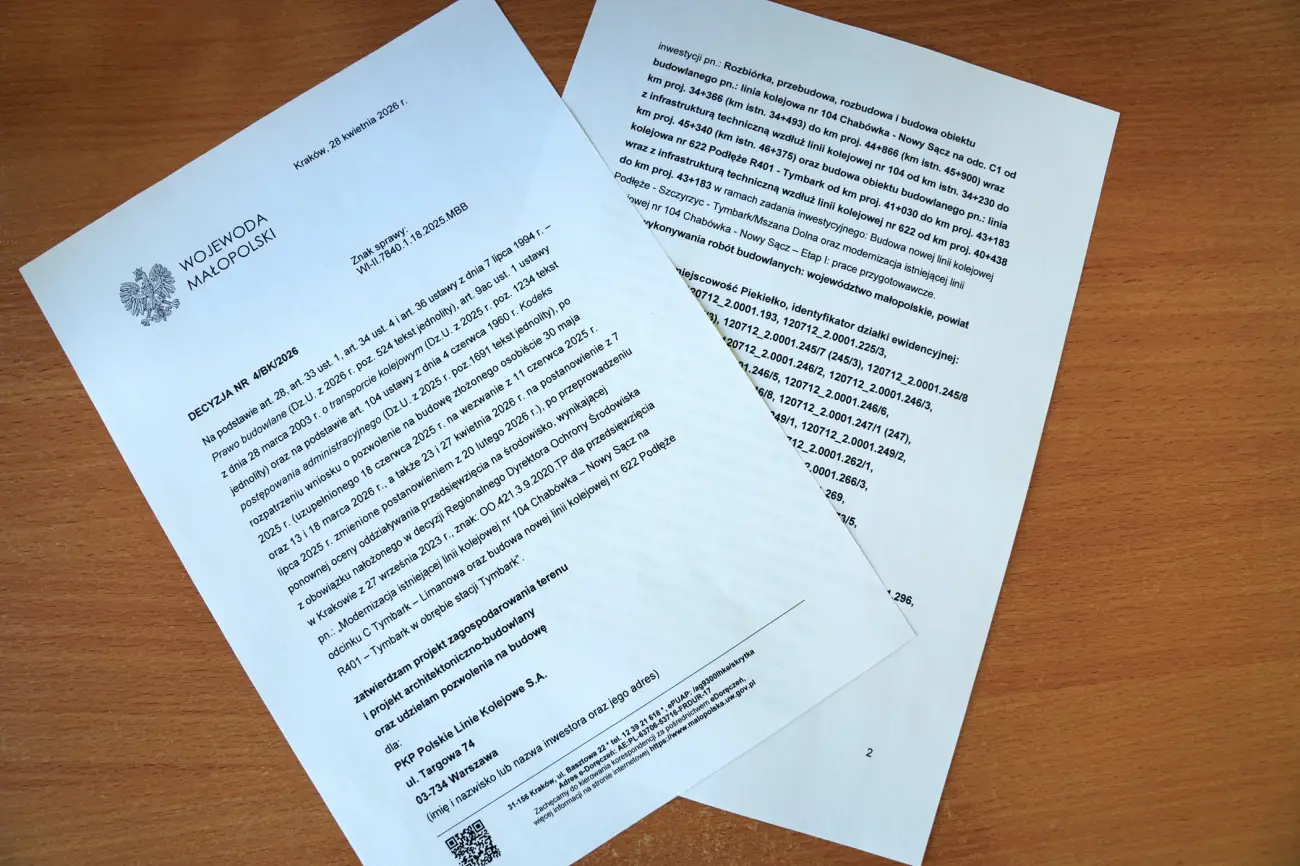 Kolej przyspiesza. Nowy odcinek linii 104 z pozwoleniem na budowę